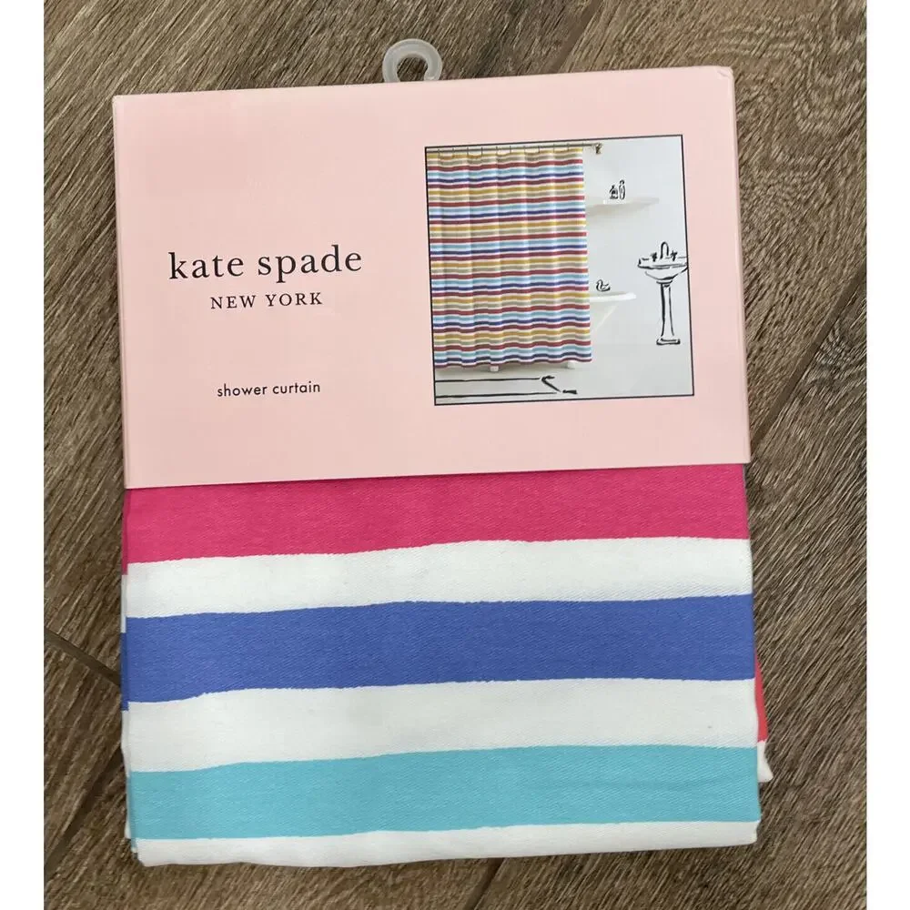 NEW Kate Spade New York PAINTED STRIPE 72x72 Fabric Shower Curtain 100% Cotton